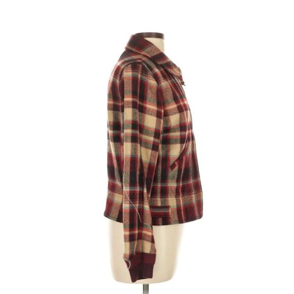 Polo Ralph Lauren Women’s Wool Jacket Bomber Plaid Coat 10 $498 Red Black Zip Up - Picture 5 of 9